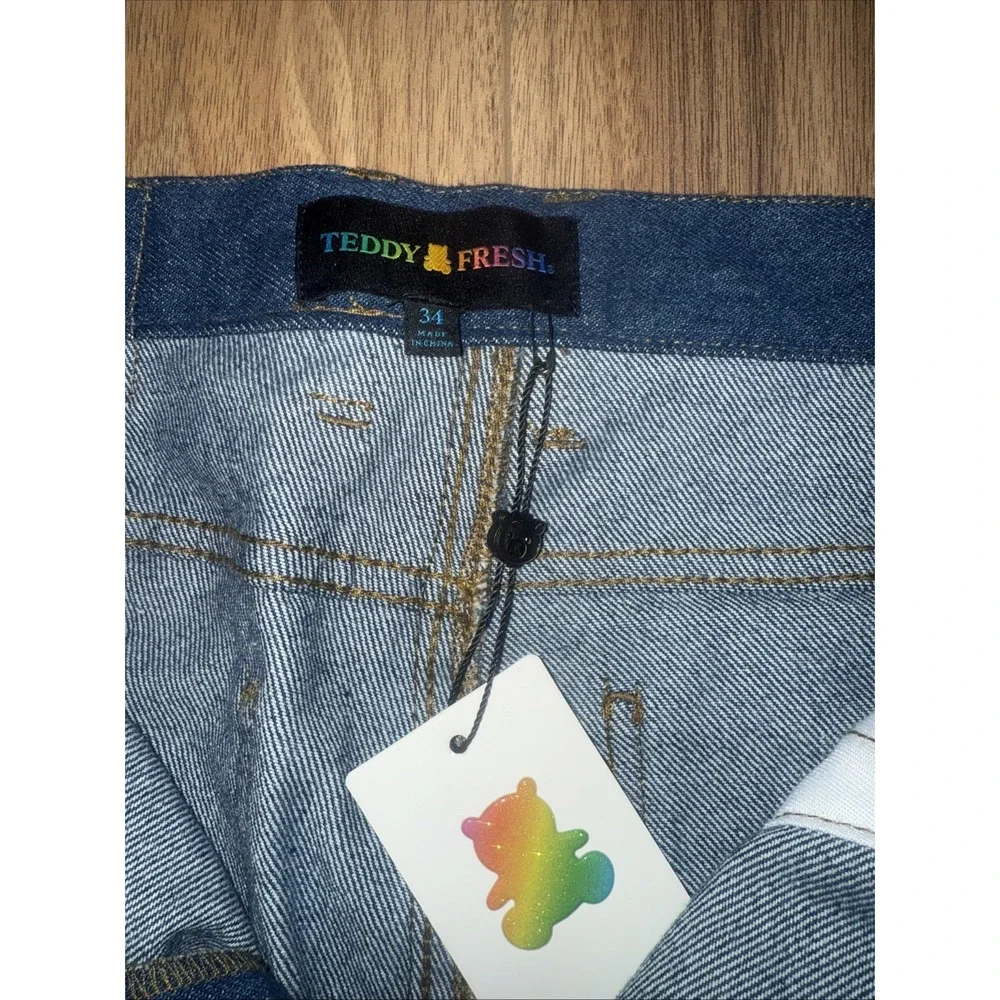 TEDDY FRESH Pants Lag Zip Off Denim Pants Unisex‎ Size 34  Relaxed Fit Jeans NWT
